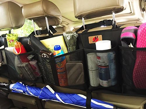 P&F HIGH QUALITY PRODUCTS SUV Trunk Organizer by P&F, Extra Large Collapsible Cargo Net Backseat Storage with Umbrella Holder Hanging for Compact Crossovers to Mid-size SUVs, CRV (black w/h - XL) - Image 5