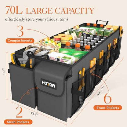 HOTOR Trunk Organizer - Foldable Car Organizer for SUVs & Sedans Storage - Image 2