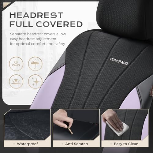 Coverado Seat Covers 2-Pack, PU Leather Car Protectors Front Seats, Luxury Universal Fit Seat Covers for SUV, Truck, Sedan and Most Vehicles - Image 6