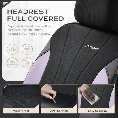Coverado Seat Covers 2-Pack, PU Leather Car Protectors Front Seats, Luxury Universal Fit Seat Covers for SUV, Truck, Sedan and Most Vehicles - Image 6