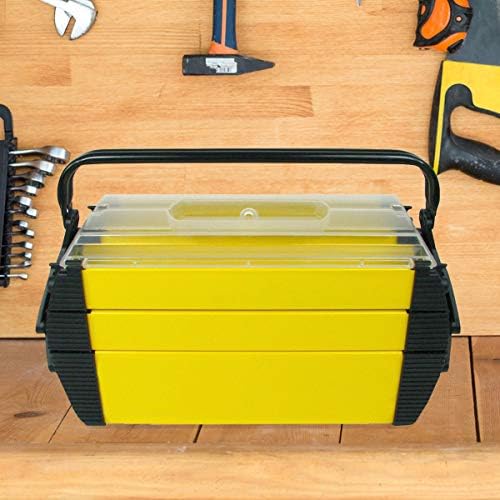 Portable Tool Box - Storage Compartments for Tools, Parts, Crafting Supplies or Tackle by Stalwart - Cantilever Toolbox, 18"L x 11.8"W x 8.25"H, Black/Yellow - Image 6