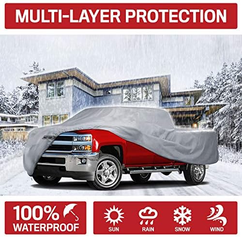 Truck Car Cover For Automobiles - Heavy Duty Waterproof All Weather Multi-Layer Outdoor Indoor Protection UV Sun Rain Snow Dust - Universal Fit For All Trucks Pickup Trucks - 208"(L) x 70"(W) x 65"(H) - Image 2