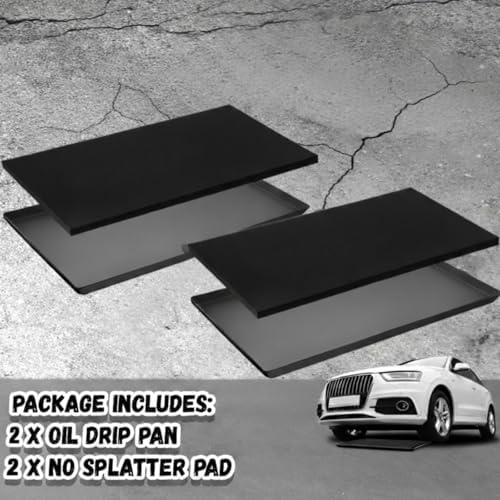 Uiifan 2 Set 47 x 29.3 x 1.6 Inch Oil Drip Pan with Thickened No Splatter Pad for Under Car Extra Large Oil Drip Tray for Automotive Garage Machinery Supplies - Image 3