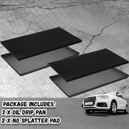 Uiifan 2 Set 47 x 29.3 x 1.6 Inch Oil Drip Pan with Thickened No Splatter Pad for Under Car Extra Large Oil Drip Tray for Automotive Garage Machinery Supplies - Image 3