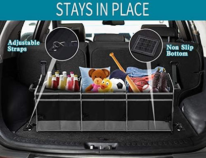 Trunk Organizer with Cooler, Collapsible Trunk Storage Container with Non Slip Bottom Strips, Large Multi-Compartment Waterproof Car Trunk Organizer Groceries for Vehicle Sedan, Suv, Truck,Van(Black) - Image 6