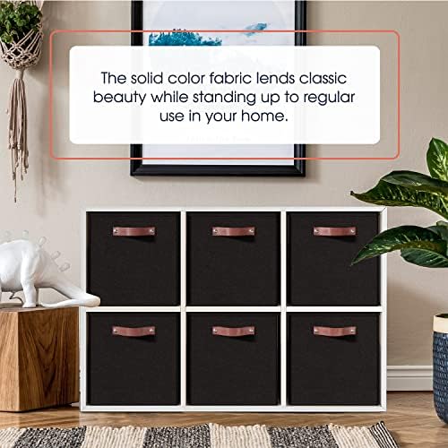Ornavo Home 13x13 Foldable Fabric Storage Cube Bins, 6 Pack, Black - Image 2