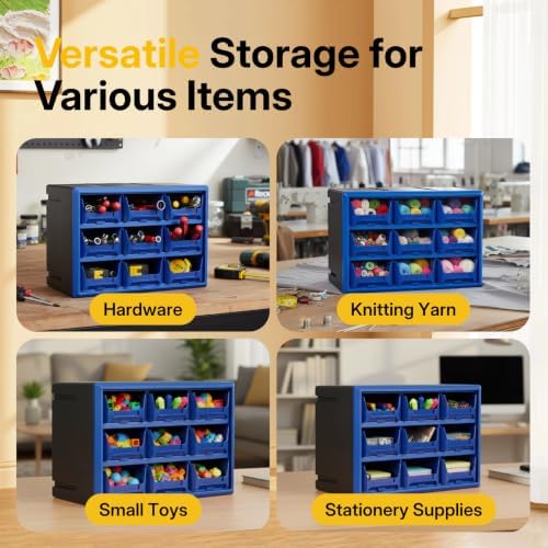 NORTHSKY Stackable Parts Organizer & Storage Cabinet with 9-Drawer, Smooth-Glide Hardware Tool Box with Easy-Pull Tabs, Durable Plastic Component Case for Screws, Beads, and Craft Supplies - Image 6