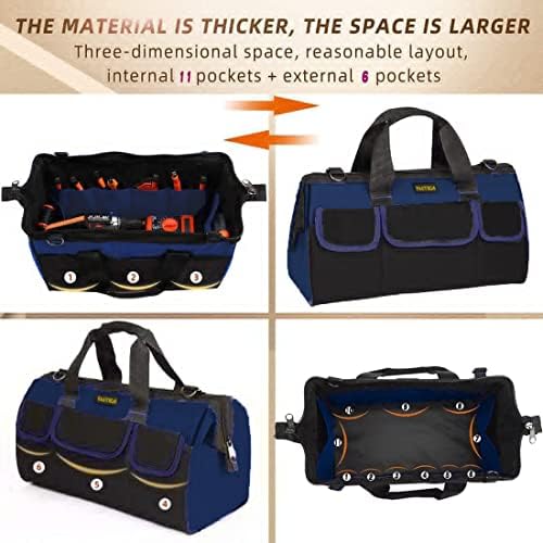 FASTECH 20 Inch Heavy Duty Tools Bag with Wide Mouth for Tool Storage, Carrier and Organizer,Tote Bag for Men/Women, Wide Mouth Tool Bags With Inside Pockets (20 Inch) - Image 4