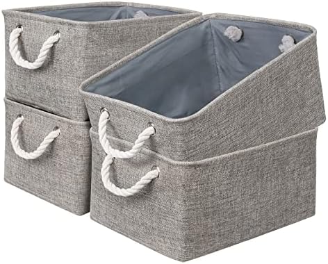 Storage Basket Fabric Sturdy Canvas Storage Bins Organizer with Handles for Clothes and Storage Foldable Storage Boxes Cubes by Sacyic
