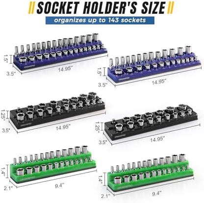 Magnetic Socket Organizer, 143-Socket Holder Tray Set| Strong Base - Image 4