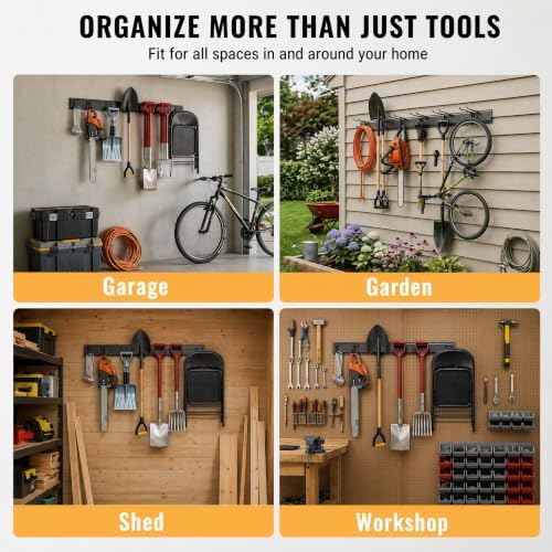 CBWLWJ 64 Inch Garage Tool Organizer Wall Mount, Heavy Duty Steel Storage Rack with 10 Adjustable Hooks, 680 lbs Capacity for Garage, Shed, Basement, Workshop,（Black） - Image 7