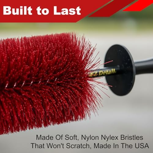 EZ Detail Brush Big - Red - Wheel Rim Cleaner for Cars, Bike, Trucks, Motorcycle, and Other Vehicles. Non-Scratch Auto Detailing Tool, Easily reaches Nook and Crannies - Image 6