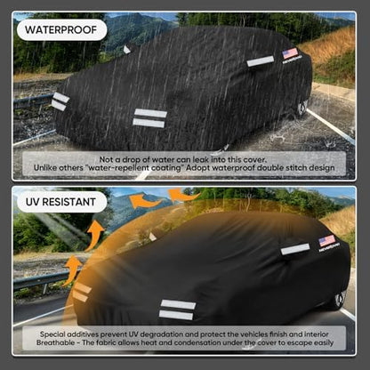 Sedan Car Cover Waterproof All Weather Full Car Covers 196''Lx72''Wx59''H - Image 4