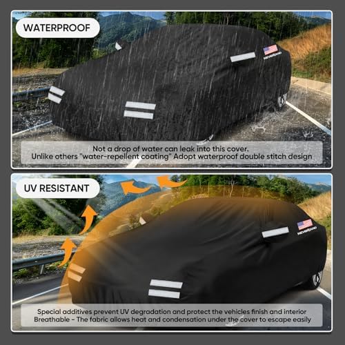Sedan Car Cover Waterproof All Weather Full Car Covers 183''Lx70''Wx59''H - Image 3
