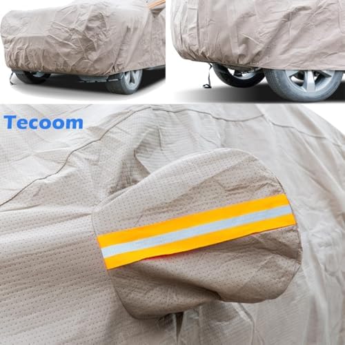 Tecoom Thick Shell Car Cover Super Breathable-Waterproof Windproof Snow Sun Rain UV Protective Outdoor All Weather Fit 170-190 Inches Length Sedan - Image 4