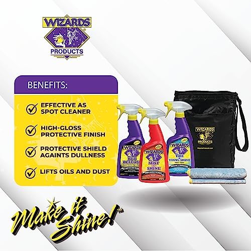 Wizards 5 Piece Car Detailing Kit - Beginner Friendly Professional Car Detailing Kit - Car Accessories for Men - Comes with a Microfiber Towel, Storage Bag and 22 oz Spray Bottles - Image 3