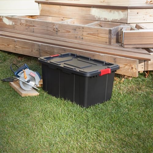 Sterilite Industrial Storage Tote with Lids for Garage, 27 Gallon, 12-Pack - Image 4