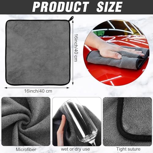 Tallew 18 Pcs Gray Microfiber Towels: 16"x16" Microfiber Drying Towels Bulk Micro Fiber Car Cleaning Cloth for Cars Drying Washing Polishing Cleaning Household Supplies - Image 2
