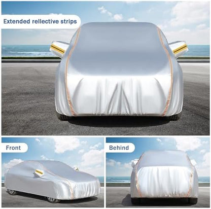 Full Car Cover for Alpina E36 3 Series Cabriolet (1992-1999),Full Exterior Covers Breathable Waterproof Dustproof Sun Protection Snowproof with Reflective Strip and Zipper Door - Image 2