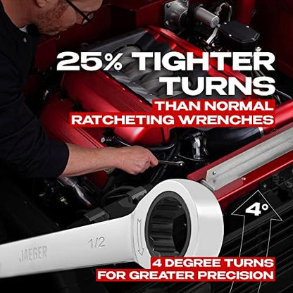Jaeger 26pc Ratcheting Wrench Master Set - Metric & Inch/SAE Combination Sizes - Image 3