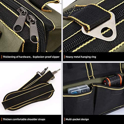 FASTECH 22-inch Wide Mouth Tool Bag with Water Proof Molded Base，Wide Mouth Tool Tote Bag,Waterproof Tool Organizer Bag for Men with Adjustable Shoulder Strap (22 inch) - Image 3