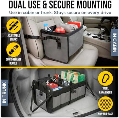 Large Car Trunk Organizer - Trunk Storage - Modular Detachable Configurable Collapsible - for SUV Minivan Truck Sedan Van - 3 Compartment XL, Gray - Image 5