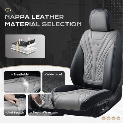 Coverado Car Seat Covers, Car Seat Covers Front Seats, 2-Pack Front Seat Cover, Nappa Leather Waterproof Seat Covers, Car Seat Protectors, Automotive Seat Covers Universal Fit for Most Vehicles - Image 3