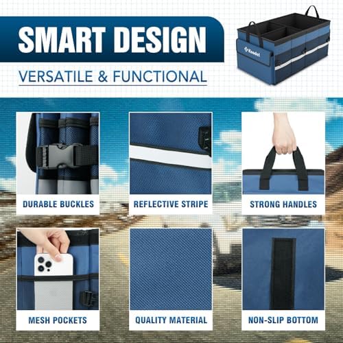 K KNODEL Trunk Organizer with Lid for Car, SUV, and Truck (Medium, Blue) - Image 3