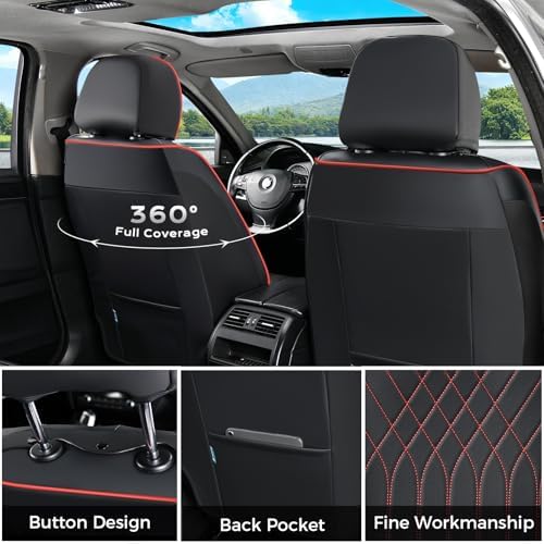 FLORICH Car Seat Covers Front Seat, Leather Seat Covers for Cars, Waterproof Car Seat Protector Breathable, Front Seat Covers for Cars, Automotive Seat Covers Universal Fit for Most SUV Pick-up Truck - Image 2