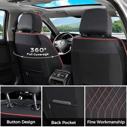 FLORICH Car Seat Covers Front Seat, Leather Seat Covers for Cars, Waterproof Car Seat Protector Breathable, Front Seat Covers for Cars, Automotive Seat Covers Universal Fit for Most SUV Pick-up Truck - Image 2