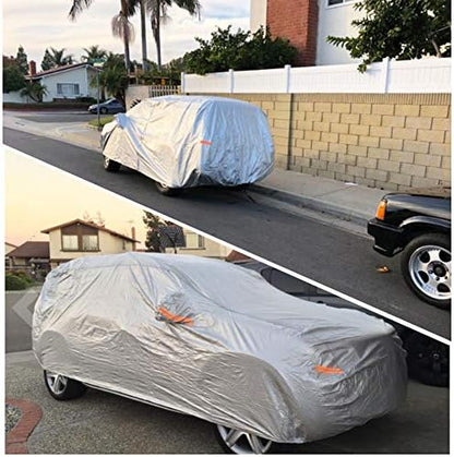SEAZEN SUV Car Cover Waterproof All Weather, Outdoor Car Covers for Automobiles with Zipper Door, Hail UV Snow Wind Protection, Breathable Oxford Cloth Universal Full Car Cover(Length 191" to 200") - Image 6