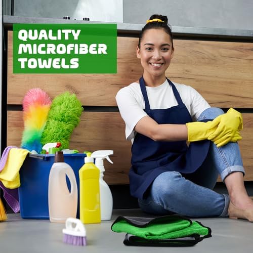 Tallew 50 Pcs Microfiber Towels:16"x16" Microfiber Drying Towels Bulk Micro Fiber Car Cleaning Cloth for Cars Drying Washing Polishing Office Windows Cleaning Household Supplies (Green,Gray) - Image 6