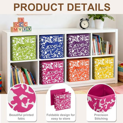 LemonRoad 6 Fabric Cube Storage Bin 11'' Classroom Bin, Rainbow, Classic - Image 3