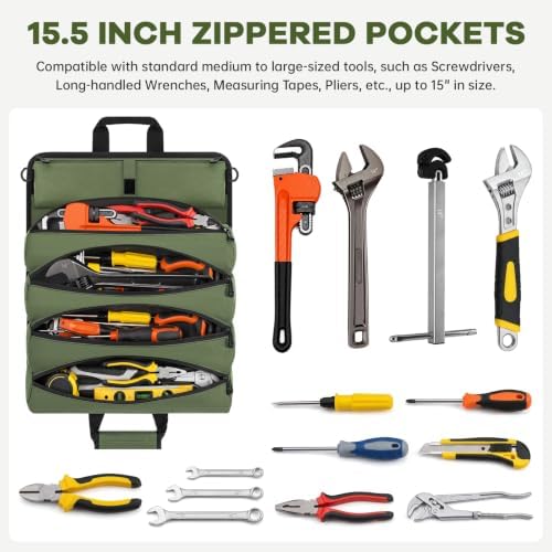 ANILD 15.5 Inch Extra Long Tool Bag Roll Up, Roll Up Tool Bag Organizer - Image 4