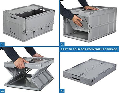 Mount-It! Collapsible Plastic Storage Crate, 65L, 1-Pack - Image 2