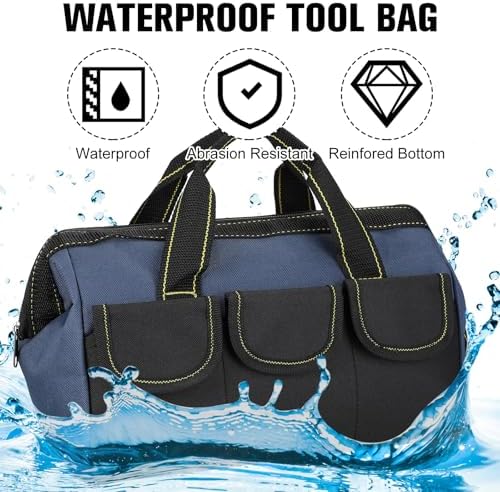 Sanwuta 3 Pack 18 Inch Tool Bags, Classic, Red, Army Green, Blue - Image 3