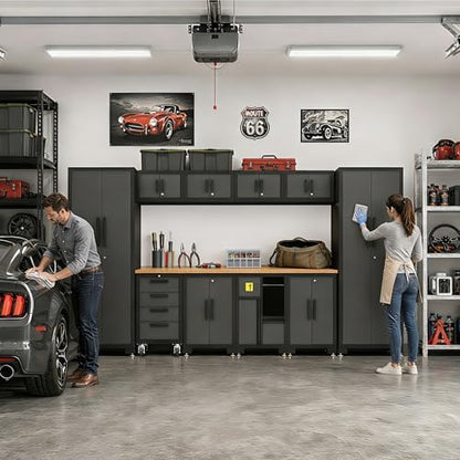 Torin Garage Storage Cabinets System, 12-Pcs Workshop Cabinet Set in Black - Image 6