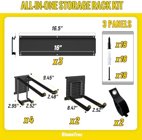 Garage Tool Organizer Wall Mount, 48" Heavy-Duty Metal Wall Organizer, 3 Rails with 6 Adjustable Hooks, Garden Storage Rack for Organization Sturdy Tool Hanging Holder for Shovel Shed Yard - Image 2