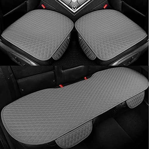 West Llama Pu Leather Car Seat Bottom Covers Protectors Include 1 Pair Front Driver Seat Pad Mat and 1 Rear Bench Cover Universal Fit 90% Vehicles,Gray by WESTLLAMA