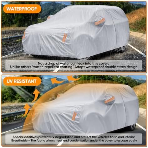 SUV Car Cover Waterproof All Weather - Outdoor Full Car Cover for Automobiles Snow Rain Sun UV Dust Protection Scratch Universal Fit SUV Up to 190" - Image 6
