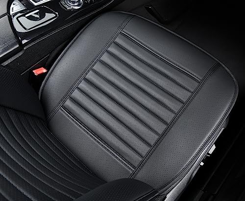 2pc Car Seat Covers, Luxury Car Protectors, Universal Anti-Slip Driver Seat Covers, Edge Wrapping Front Car Seat Covers with PU Leather(Black) - Image 4