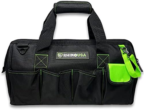 Rhino USA Tool Bag (18-Inch) - Heavy Duty Wide Mouth Tote for Men by RhinoUSAInc