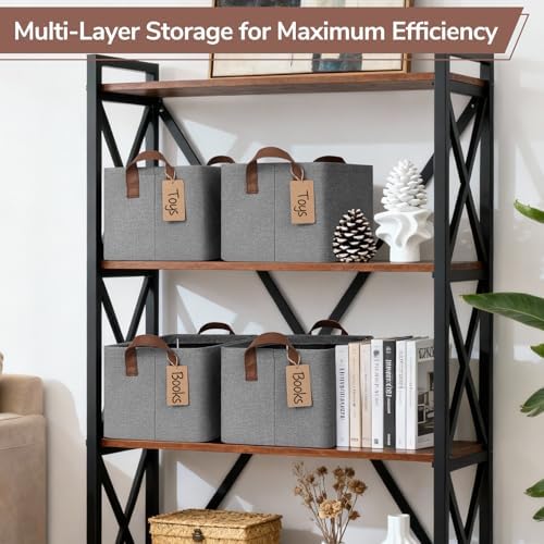 CHICVITA 4 Pack Fabric Storage Bins for Shelves, Metal Frame, 20L Gray - Image 6