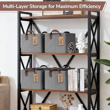 CHICVITA 4 Pack Fabric Storage Bins for Shelves, Metal Frame, 20L Gray - Image 6
