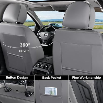 Coverado Seat Covers, Car Seat Covers Front Seats, Leather Seat Covers for Cars, Automotive Seat Covers Car Seat Protector Car Seat Cushion Universal Fit for Most Sedans SUV Pick-up Truck(Gray&Black) - Image 2