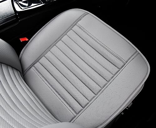 2pc Car Seat Covers, Luxury Car Protectors, Universal Anti-Slip Driver Seat Covers, Edge Wrapping Front Car Seat Covers with PU Leather(Gray) - Image 4