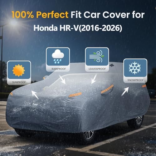 Waterproof HR-V(2016-2026) Car Cover with Breathable Vents, [Upgrade] Premium Covers with Cotton Liner and Zipper Door,Sun Rain Snow Dust Uv Protection.(Gift with Towel Storage Bag) - Image 3