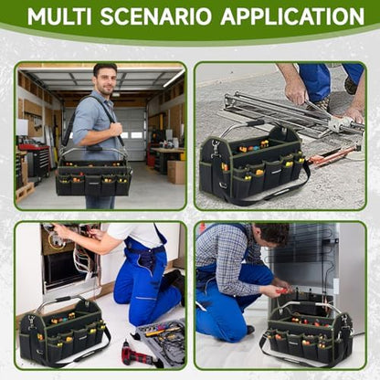 20In Electrician Tool Bag, Foldable Bags For Men Heavy Duty, Open Top Tool Tote, 30 Pockets Can Hold Many fittings, Organizer Stainless Steel Handle and Removable Shoulder Strap - Image 7