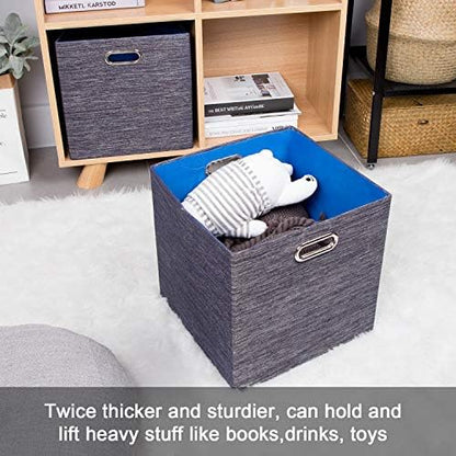 Posprica Storage Cubes,11×11 Foldable Storage Bins,Thick and Heavy duty Fabric Baskets - 4pcs,Blue - Image 5