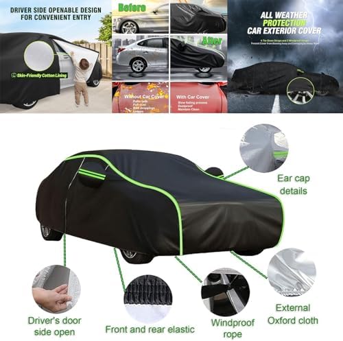 Full Exterior Covers for Mercede-s Benz Class C All-Terrain(2021-) car Covers for Outside Storage,with Zipper Door,Windproof Straps & Reflective Strips - Image 3